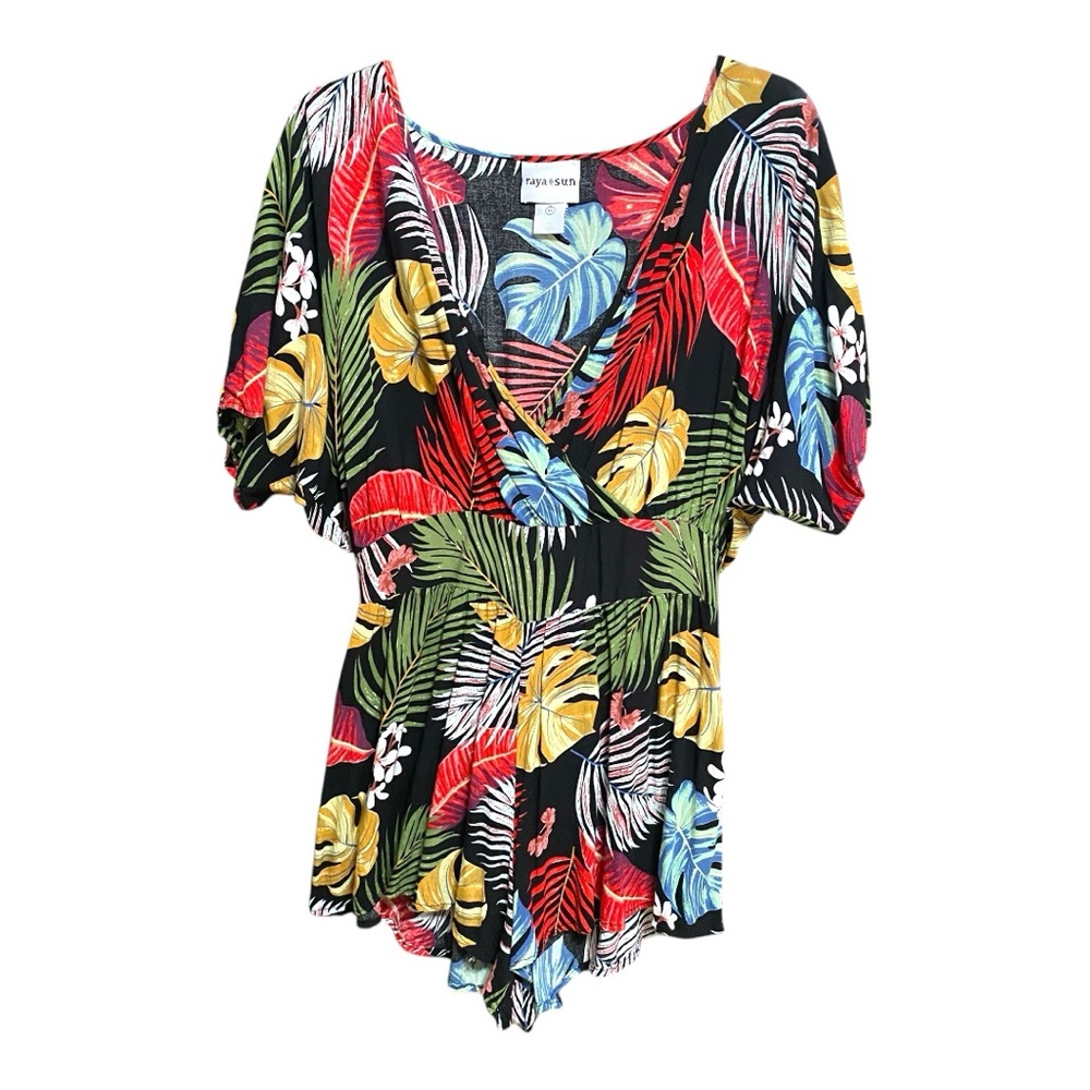 Raya Sun Multicolor Tropical Print Romper M